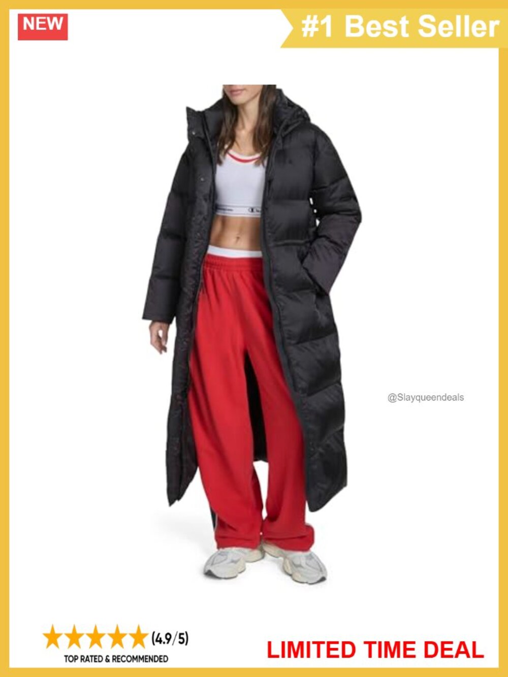 Long Hooded Puffer Jacket Cinch Waist Quilted Fitted Cold Weather Coat